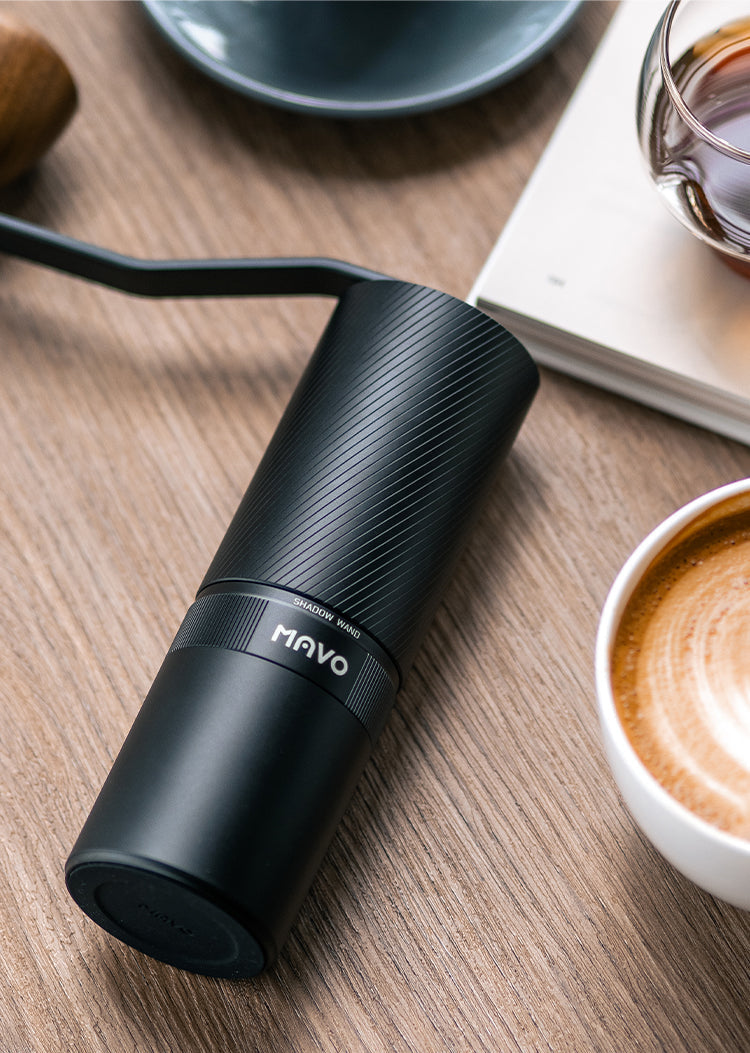 MAVO Manual Coffee Grinder, Shadow Wand Hand Coffee Grinder (Black/Silver)