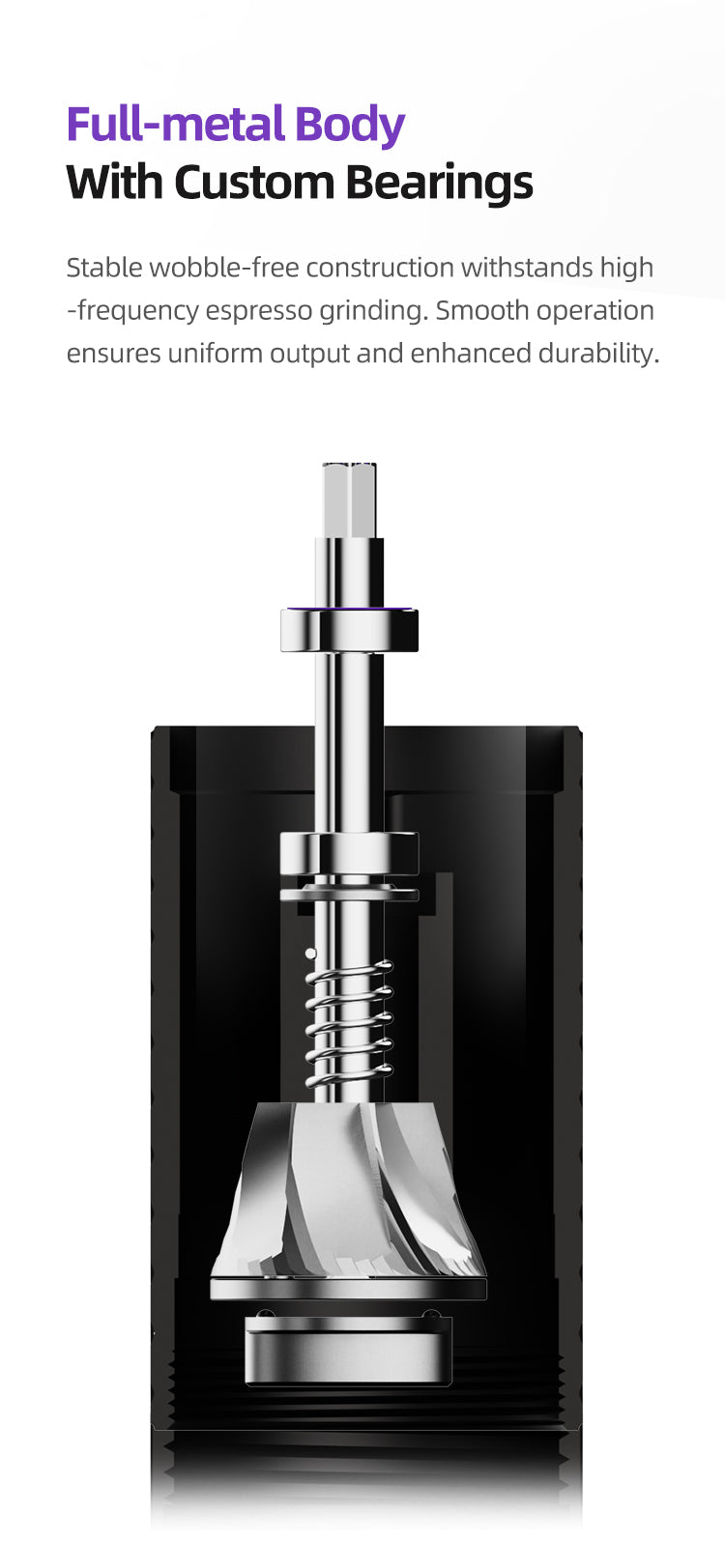 MAVO Manual Coffee Grinder, Shadow Wand Hand Coffee Grinder (Black/Silver)