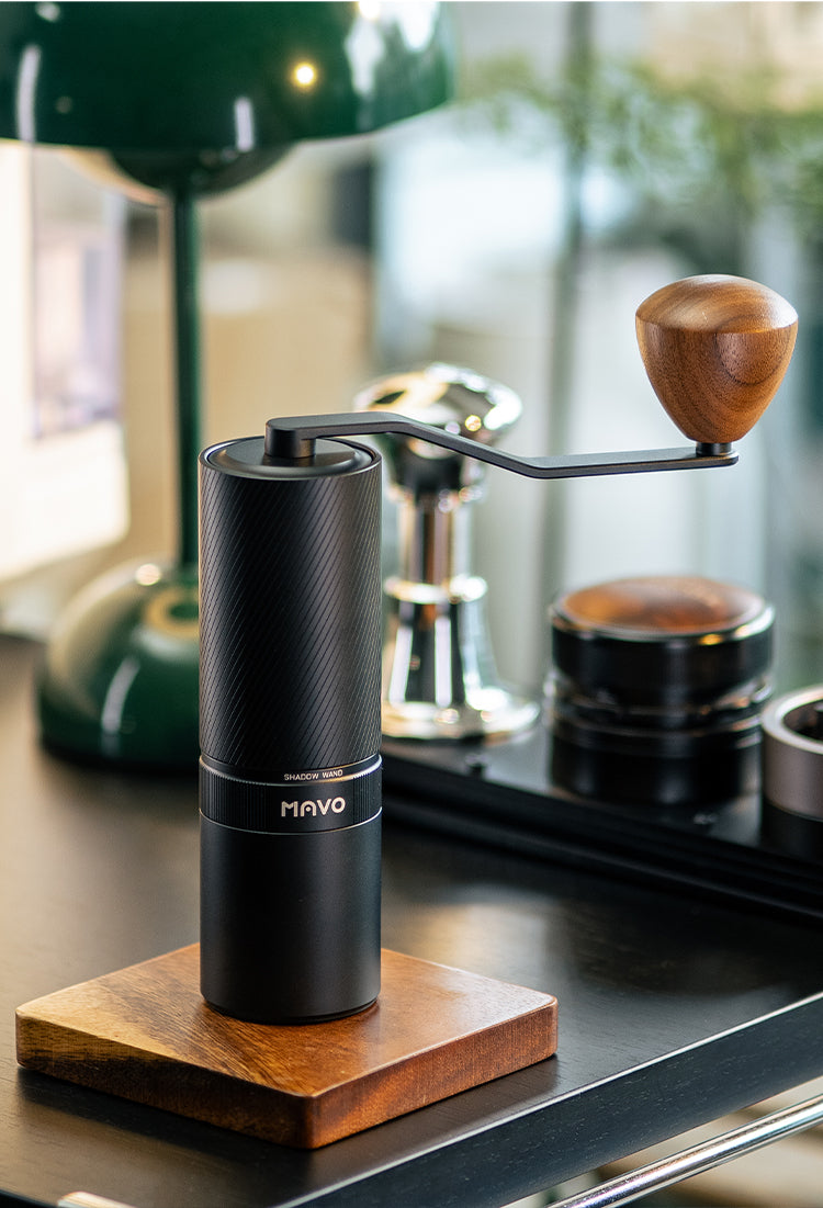 MAVO Manual Coffee Grinder, Shadow Wand Hand Coffee Grinder (Black/Silver)