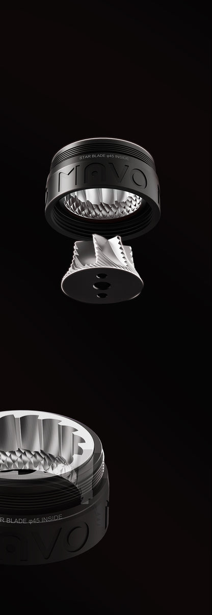 MAVO PHANTOX PRO Manual Coffee Grinder (Black/Silver) - 45mm Stainless Steel Conical Burr
