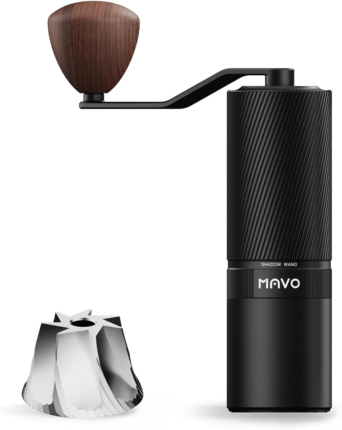 MAVO Manual Coffee Grinder, Shadow Wand Hand Coffee Grinder (Black/Silver)
