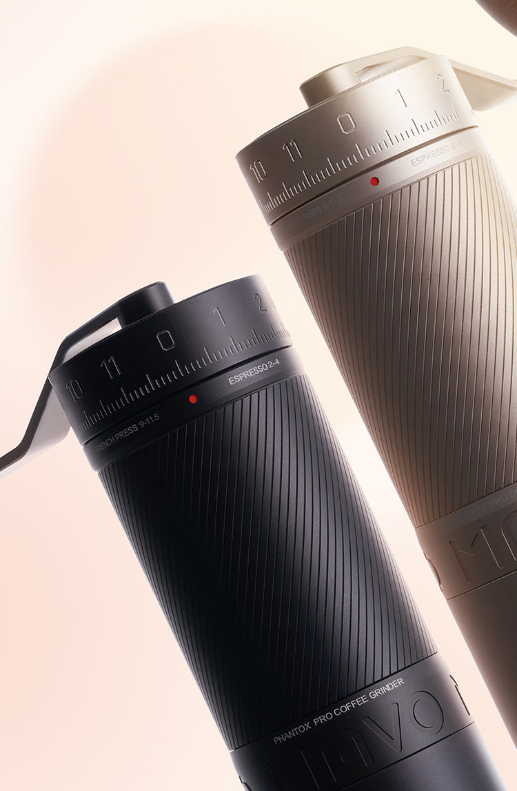 MAVO PHANTOX PRO Manual Coffee Grinder (Black/Silver) - 45mm Stainless Steel Conical Burr